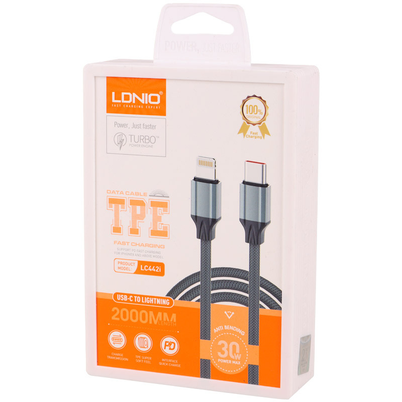 کابل تایپ سی به لایتنینگ فست شارژ 30 وات الدینیو LC442i طول 2 متر - 5