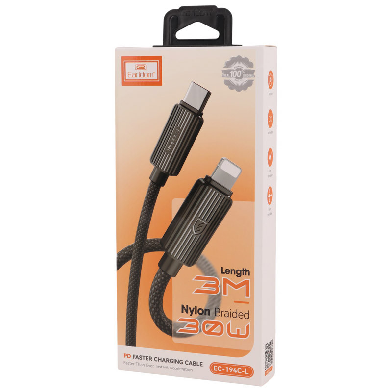 کابل تایپ سی به لایتنینگ فست شارژ 30 وات ارلدام EC-194C-L طول 3 متر - 5