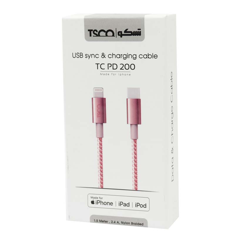 کابل تبدیل فست شارژ TSCO TC PD200 Type-C to Lightning 2.4A 1.5m - 5