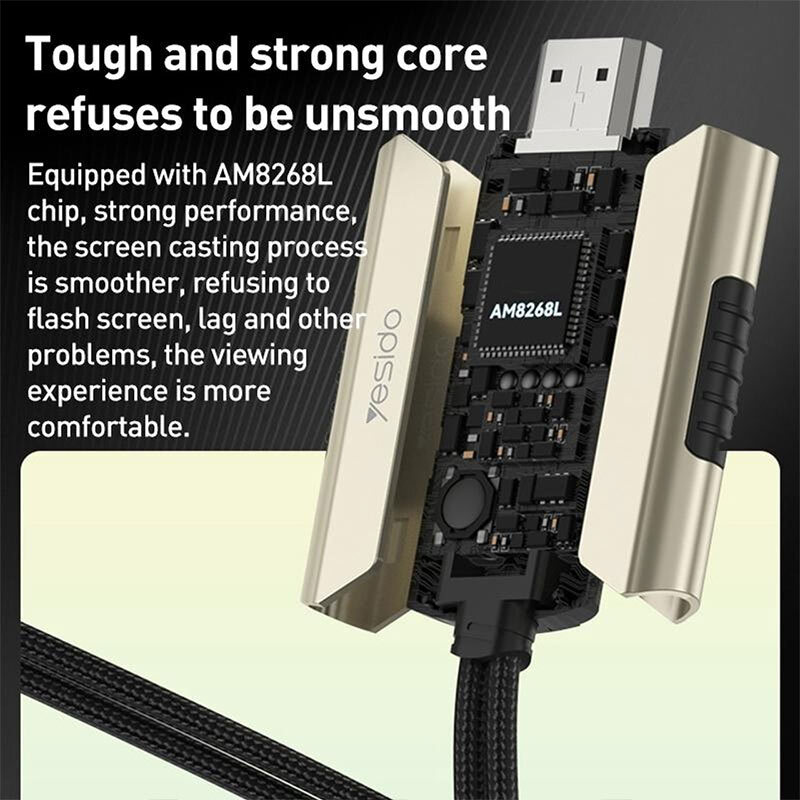 کابل تبدیل Lightning به HDMI یسیدو HM13 طول 2 متر - 4