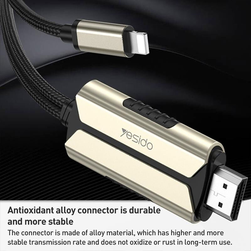 کابل تبدیل Lightning به HDMI یسیدو HM13 طول 2 متر - 5
