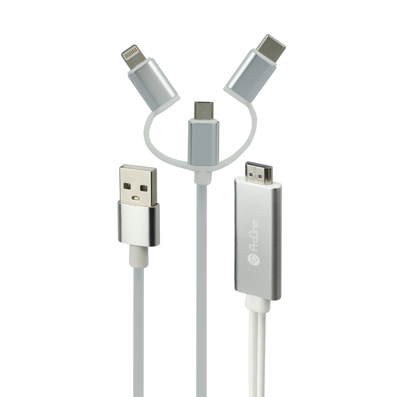 کابل تبدیل Lightning/MicroUSB/Type-C به HDMI پرووان PCH70 طول 2 متر - 2