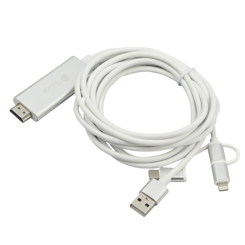 کابل تبدیل Lightning/MicroUSB/Type-C به HDMI پرووان PCH70 طول 2 متر - 5
