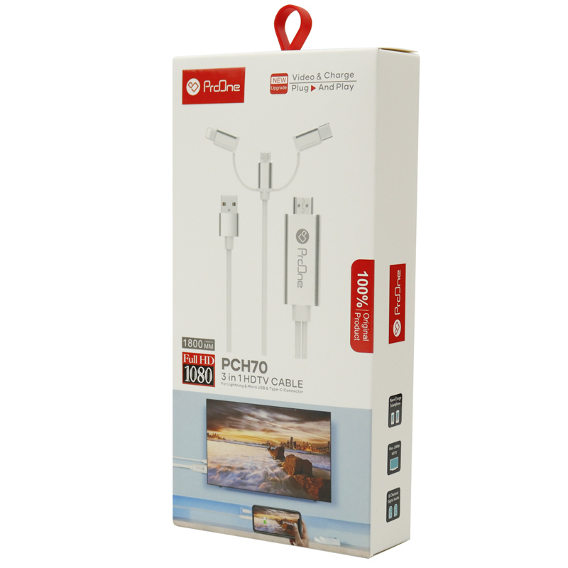 کابل تبدیل Lightning/MicroUSB/Type-C به HDMI پرووان PCH70 طول 2 متر - 7