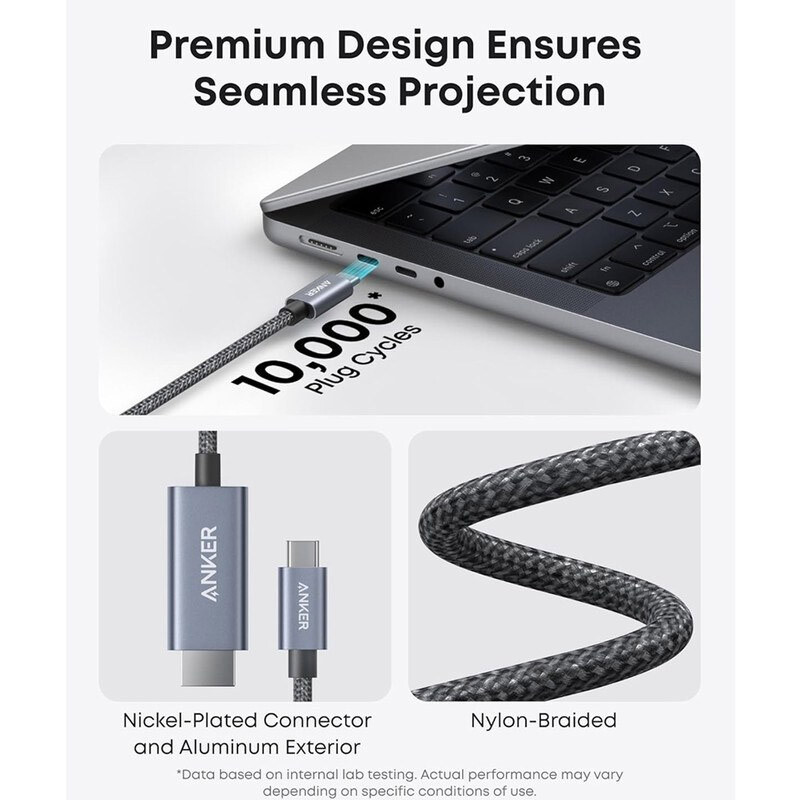 کابل تبدیل Type-C به HDMI انکر A87E0H12 طول 1.8 متر - 4
