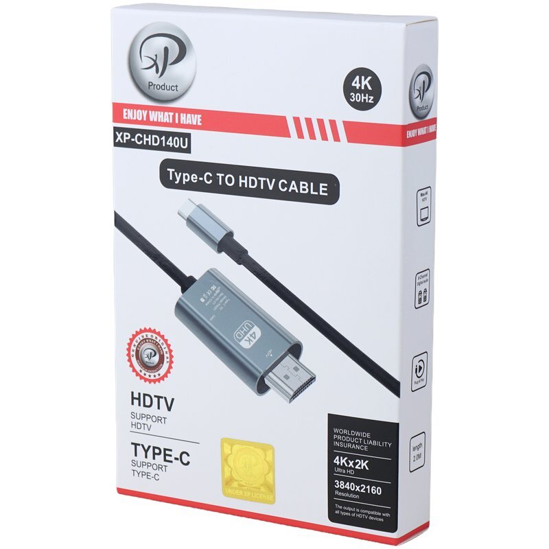 کابل تبدیل Type-C به HDMI ایکس پی پروداکت XP-CHD140U طول 2 متر - 4