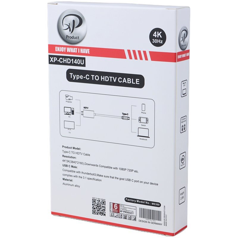 کابل تبدیل Type-C به HDMI ایکس پی پروداکت XP-CHD140U طول 2 متر - 5
