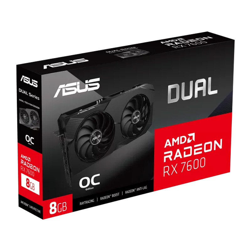 کارت گرافیک Asus Dual Radeon RX7600 OC Edition 8GB GDDR6 128Bit - 8
