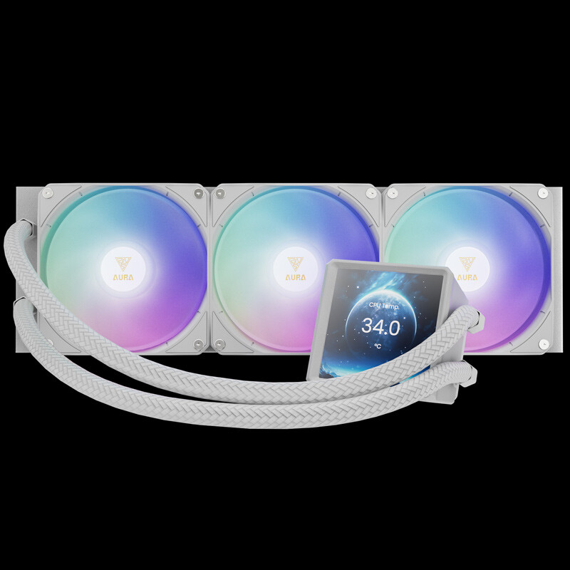 خنک کننده مایع پردازنده گیم دیاس Aura GL360 LCD ARGB WH - 3