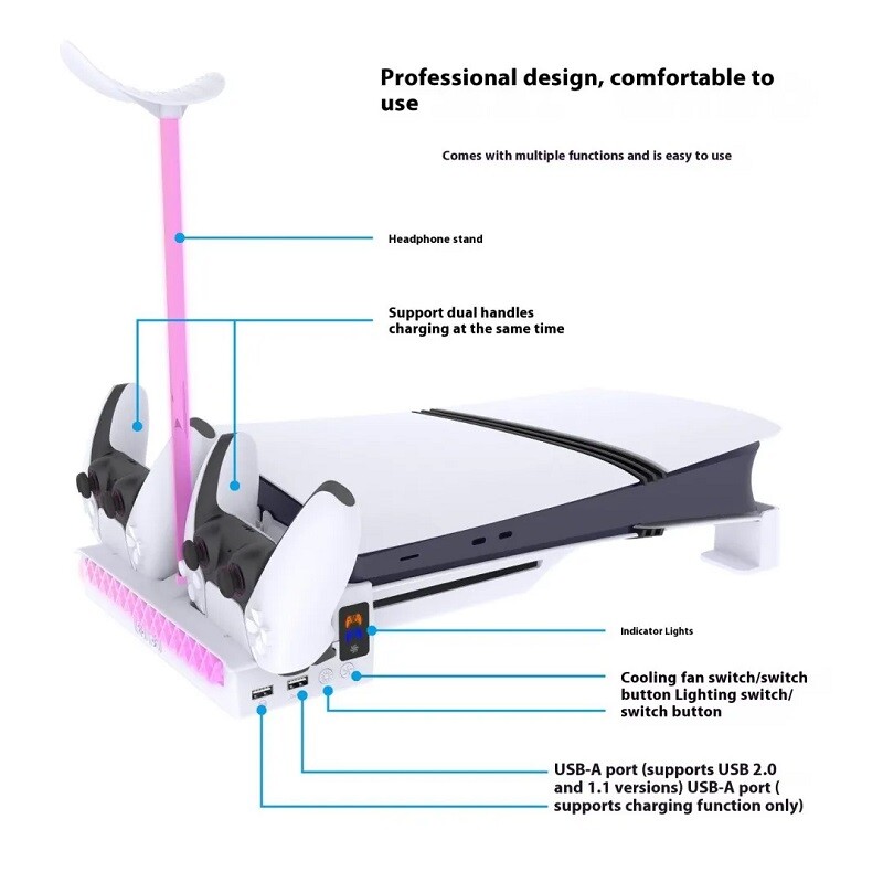 خنک کننده و شارژر دسته PS5 Slim/Pro پی جی تک GP-533S - 8