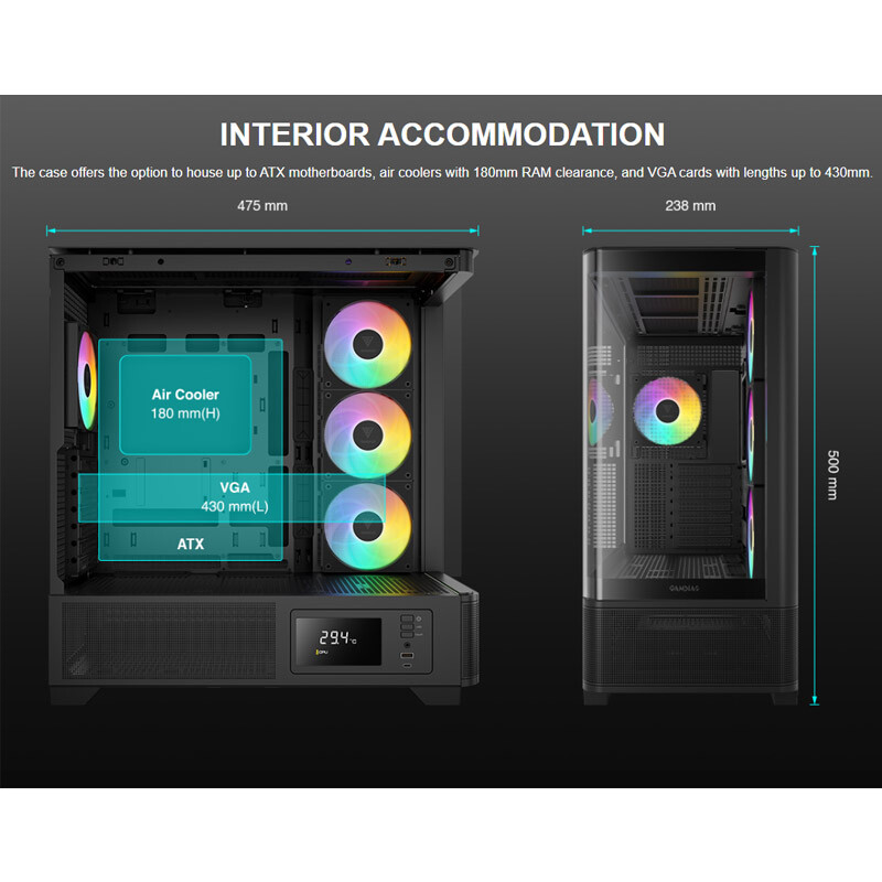 کیس کامپیوتر گیم دیاس Atlas P2 CG - 8