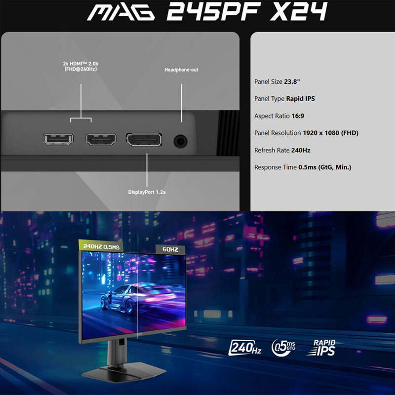 مانیتور گیمینگ ام اس آی MAG 245PF X24 سایز 23.8 اینچ - 7