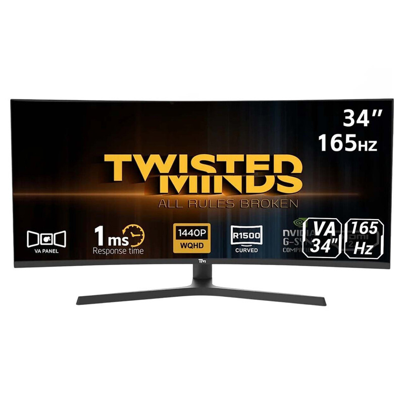 مانیتور گیمینگ خمیده تویستد مایندز TM34CWQHD165VA سایز 34 اینچ