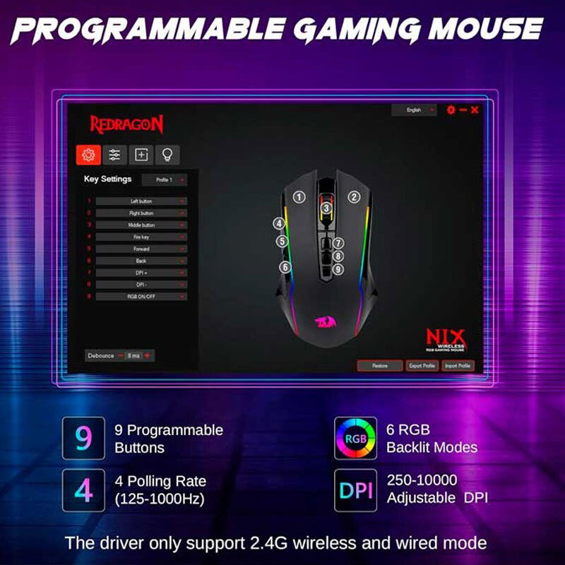 موس بی سیم گیمینگ ردراگون NIX M914 - 6
