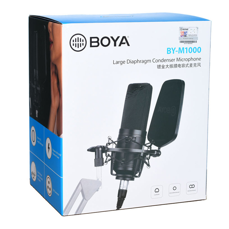 میکروفون کندانسور Boya BY-M1000 + پاپ فیلتر - 2