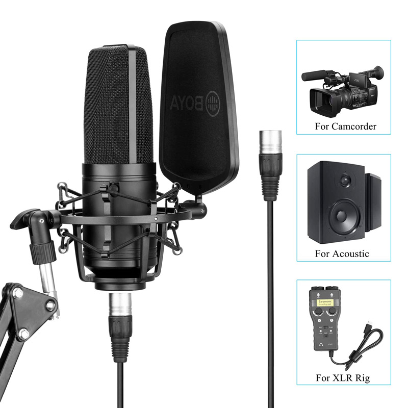 میکروفون کندانسور Boya BY-M1000 + پاپ فیلتر - 5