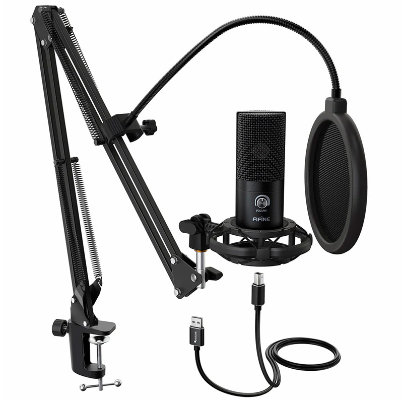 میکروفون کندانسور و پایه لرزشگیر Fifine T669 + پاپ فیلتر - 4