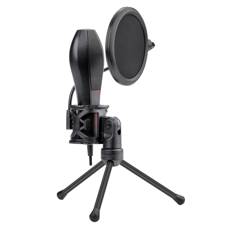 میکروفون کندانسور و پایه لرزشگیر Redragon Quasar 2 GM200-1 + پاپ فیلتر
