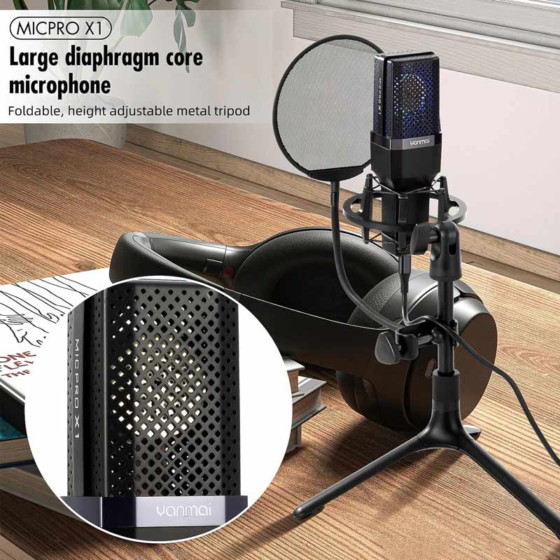 میکروفون کندانسور و پایه لرزشگیر Yanmai Micpro X1 + پاپ فیلتر - 8