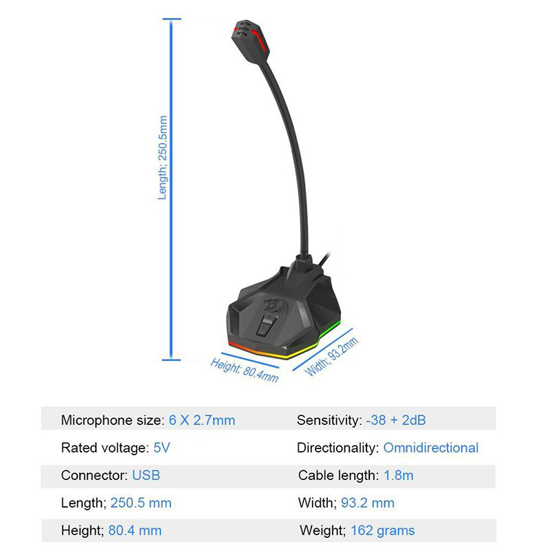 میکروفون رومیزی گیمینگ Redragon Stix GM99 - 7