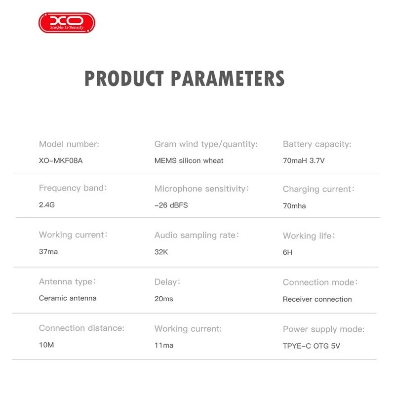 میکروفون یقه ای بی سیم ایکس او XO-MKF08A Type-C - 5