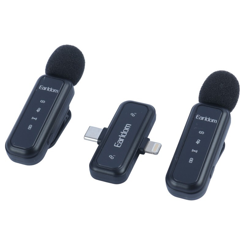 میکروفون یقه ای بی سیم دوتایی ارلدام ET-MC17 Type-C / Lightning - 2
