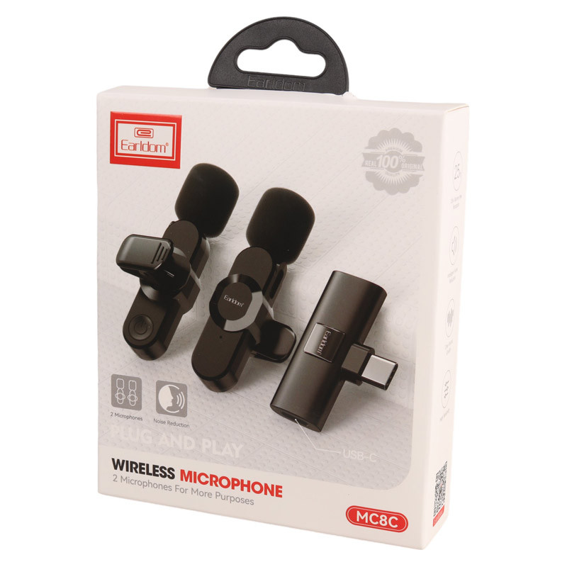 میکروفون یقه ای بی سیم دوتایی ارلدام ET-MC8C Type-C - 2