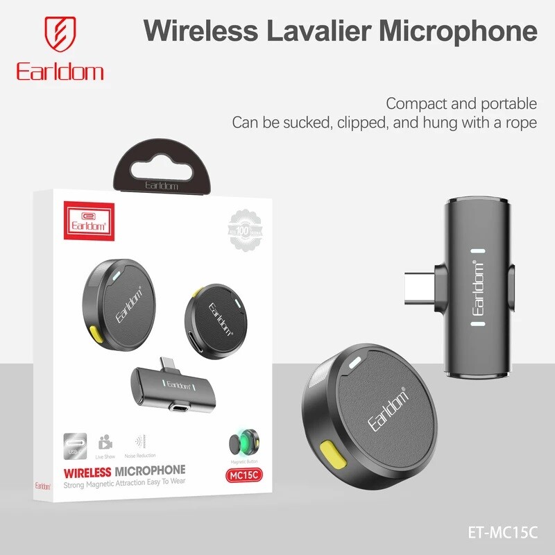 میکروفون یقه ای بی سیم دوتایی ارلدام MC15C Type-C - 2