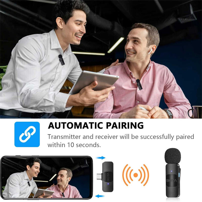 میکروفون یقه ای بی سیم دوتایی بویا BY-V20 Type-C - 5