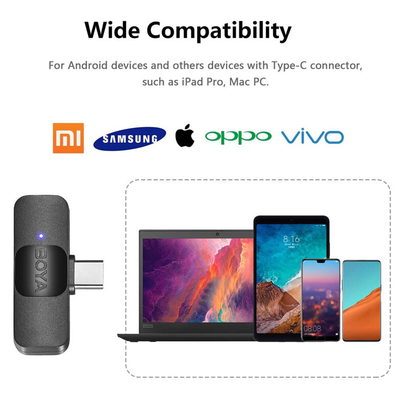 میکروفون یقه ای بی سیم دوتایی بویا BY-V20 Type-C - 7