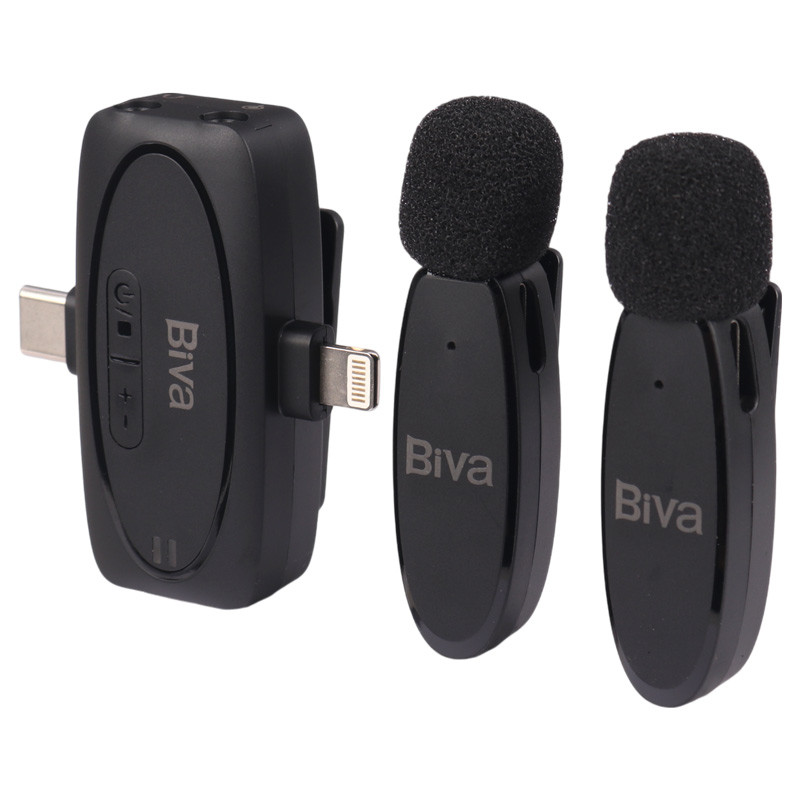 میکروفون یقه ای بی سیم دوتایی بیوا WM-03 Type-C / Lightning - 2