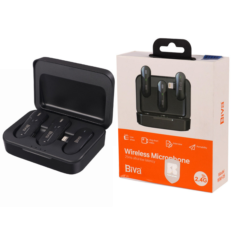 میکروفون یقه ای بی سیم دوتایی بیوا WM-05 Lightning