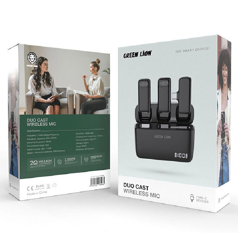 میکروفون یقه ای بی سیم دوتایی گرین لاین DUO Cast GNDCTWMICLG Type-C - 3