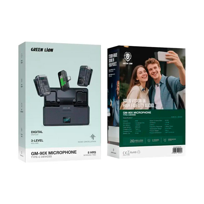 میکروفون یقه ای بی سیم دوتایی گرین لاین GM-90X Type-C - 4