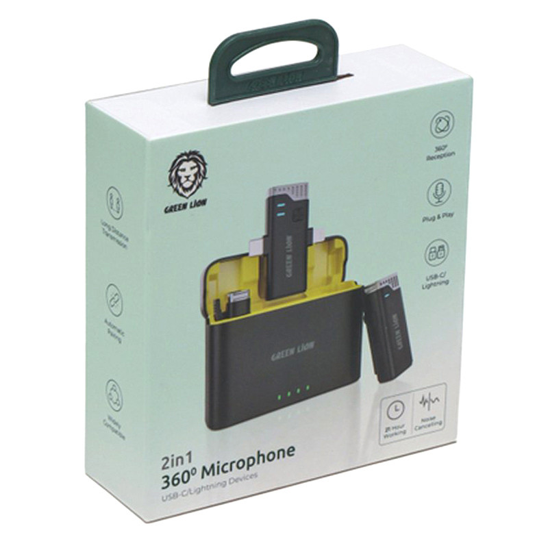 میکروفون یقه ای بی سیم دوتایی گرین لاین GN2IN1MIC360D Type-C / Lightning - 2