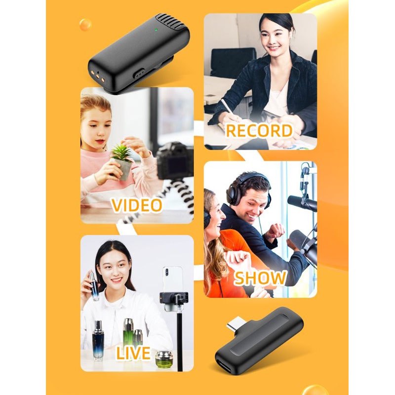 میکروفون یقه ای بی سیم دوتایی گرین لاین GN2WMICLGBK Lightning - 4