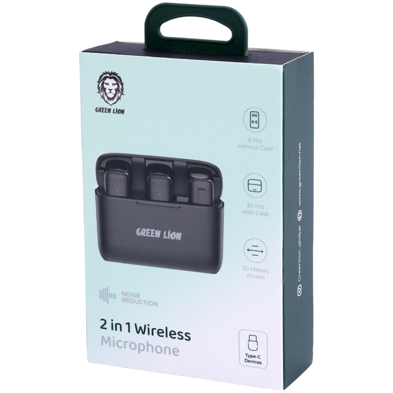 میکروفون یقه ای بی سیم دوتایی گرین لاین GN2WMICTYCBK Type-C - 2