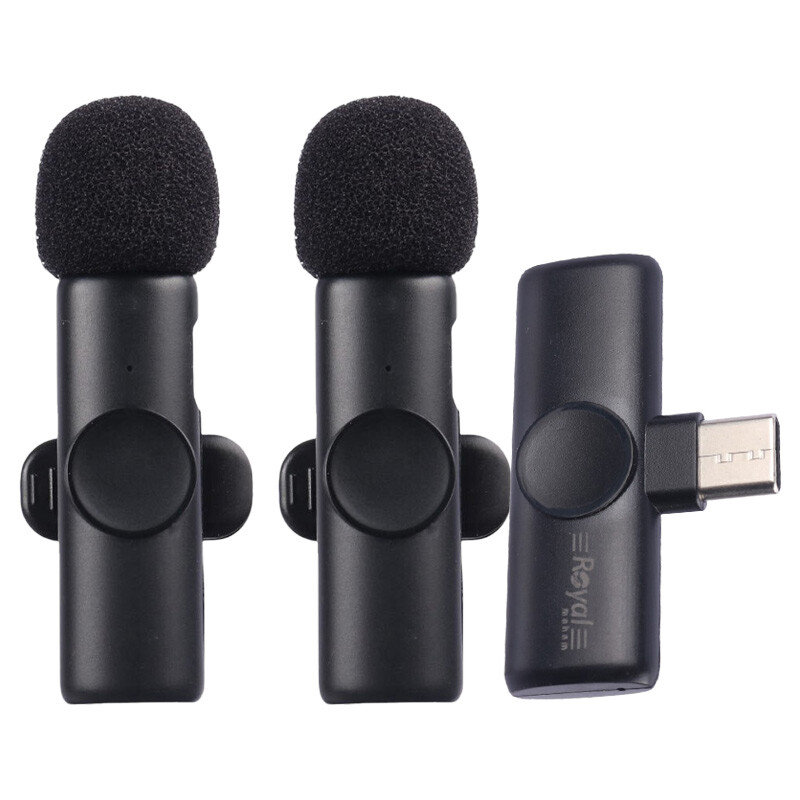 میکروفون یقه ای بی سیم دوتایی رویال RM-K11 Type-C - 2