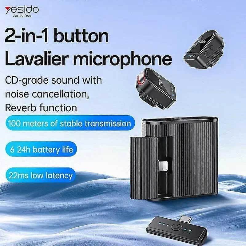 میکروفون یقه ای بی سیم دوتایی یسیدو KR19 Type-C / Lightning - 5