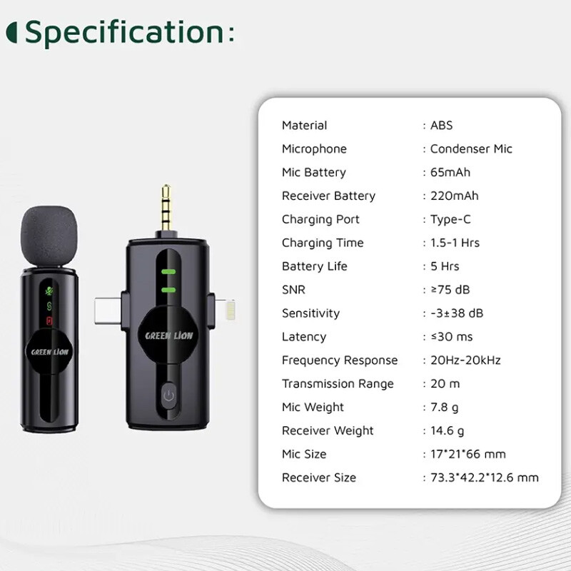میکروفون یقه ای بی سیم Green Lion GM-79X - 2