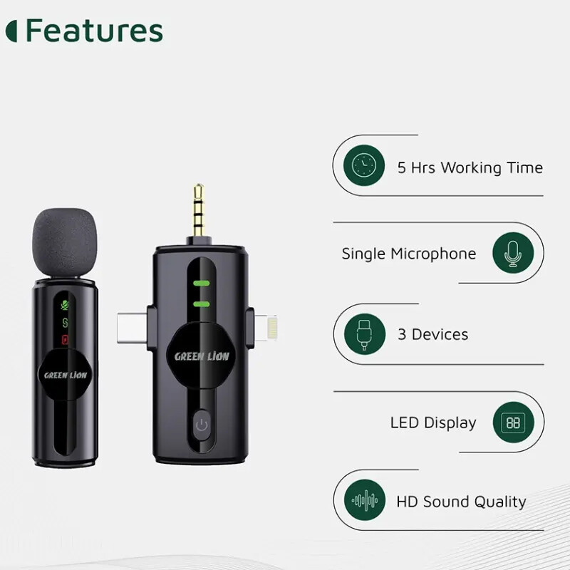 میکروفون یقه ای بی سیم Green Lion GM-79X - 3