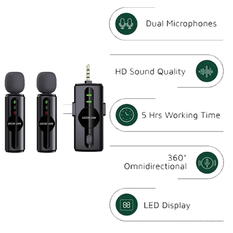میکروفون یقه ای بی سیم Green Lion GM-80X - 7