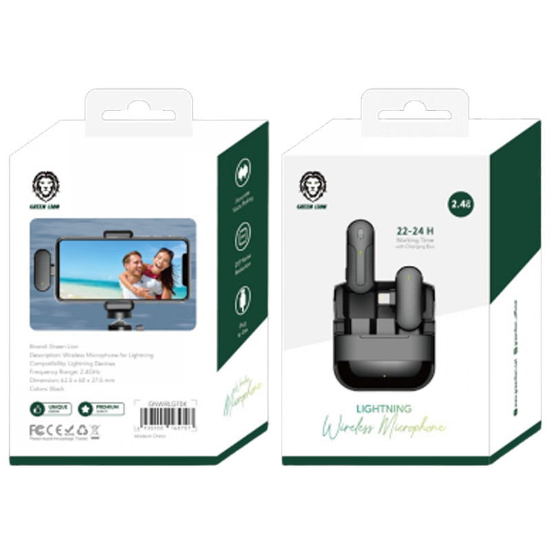 میکروفون یقه ای بی سیم گرین لاین GNWIRLGTBK Lightning - 2