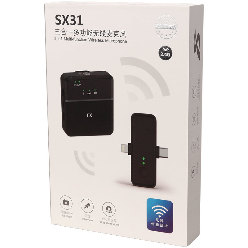 میکروفون یقه ای بی سیم SX31 Type-C / Lightning - 2