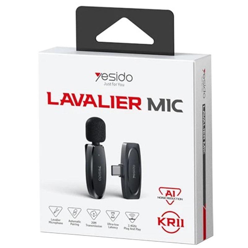میکروفون یقه ای بی سیم یسیدو KR11 Type-C - 2