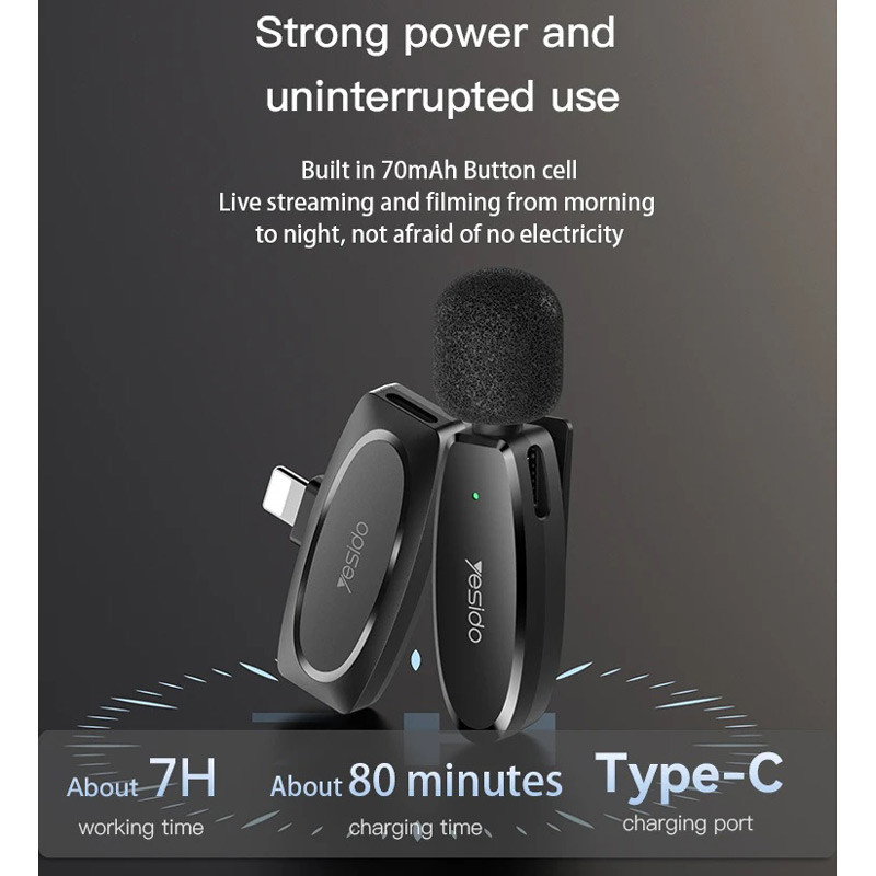 میکروفون یقه ای بی سیم یسیدو KR12 Lightning - 4
