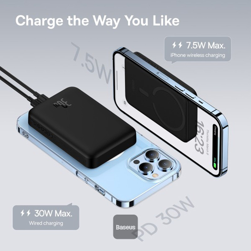 پاور بانک بی سیم فست شارژ 10000 باسئوس Baseus Magnetic Mini PPCX11020 PD 30W - 7
