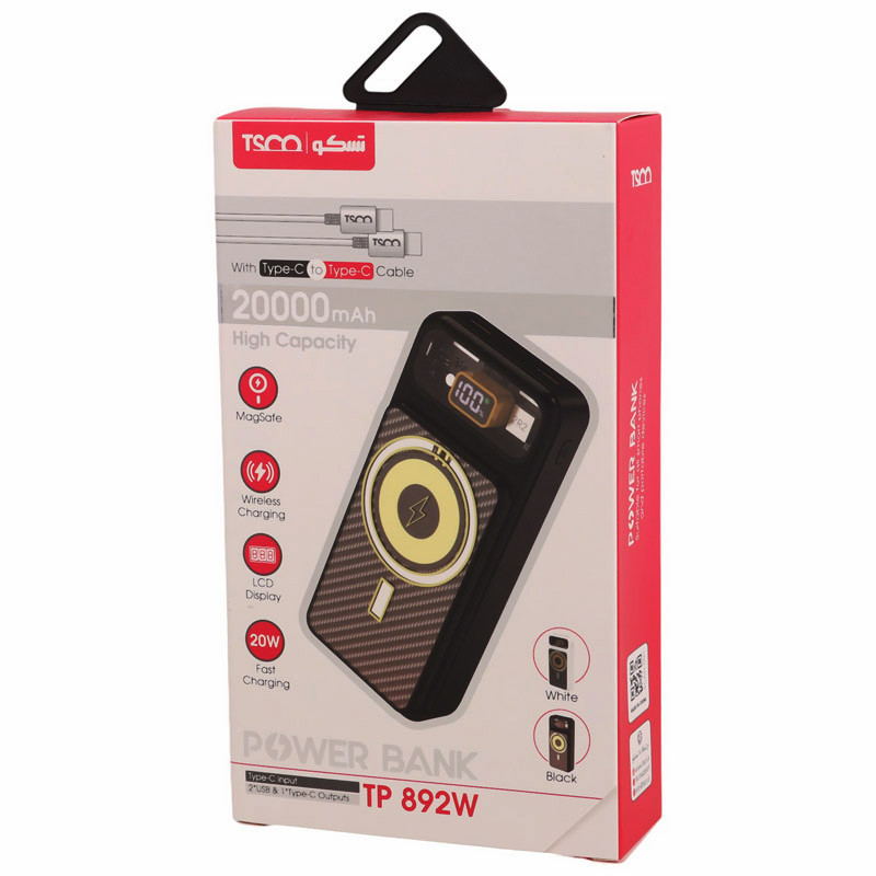 پاور بانک بی سیم فست شارژ 20000 تسکو TSCO TP 892W QC4.0 PD3.0 22.5W - 8