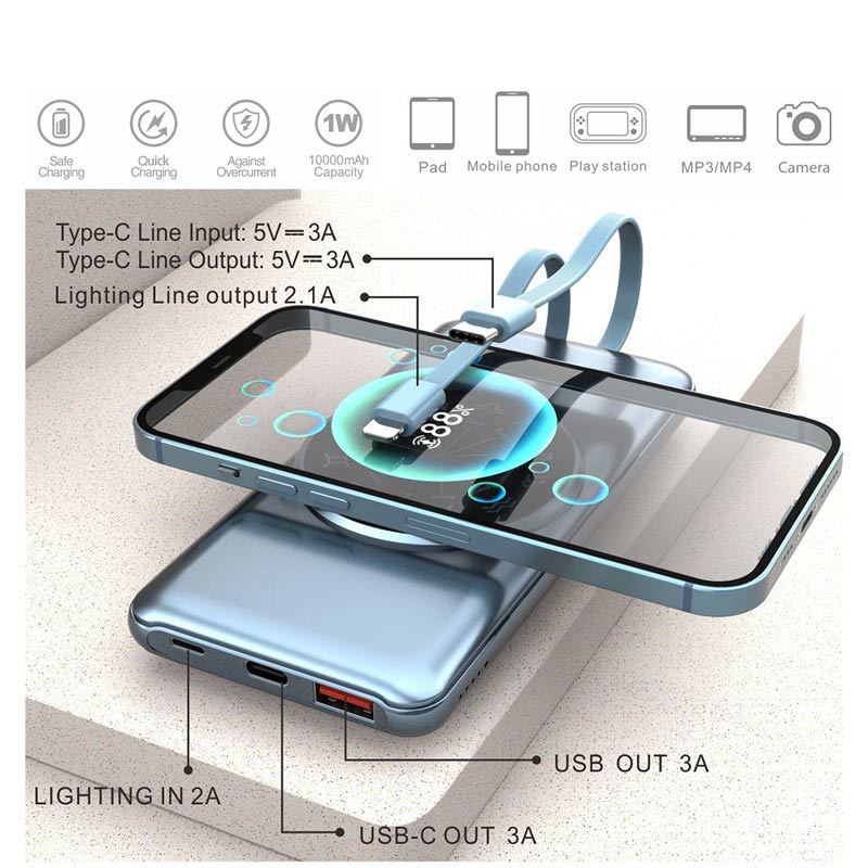 پاور بانک بی سیم فست شارژ ارلدام ET-PD13 QC 18W ظرفیت 10000 میلی آمپر ساعت - 3