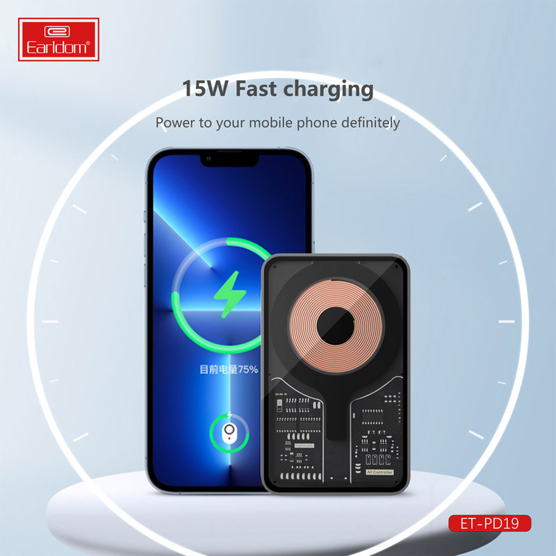 پاور بانک بی سیم فست شارژ ارلدام ET-PD19 QC PD 18W ظرفیت 5000 میلی آمپر ساعت - 7
